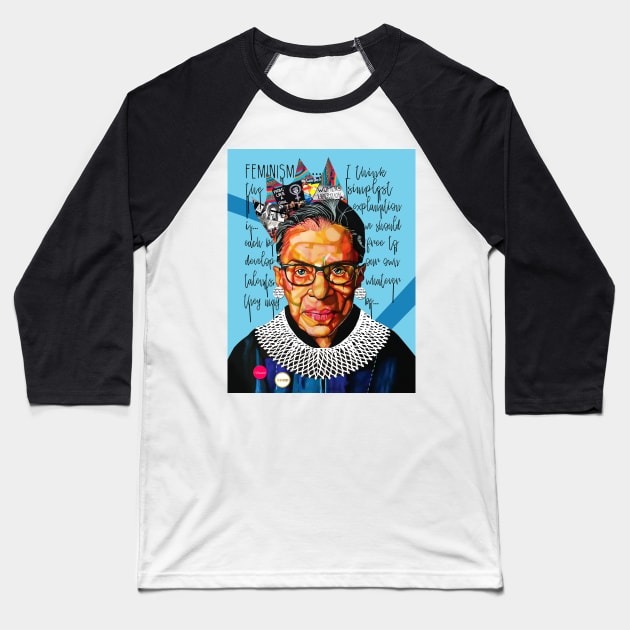 Ruth Bader Ginsburg Baseball T-Shirt by DomoINK